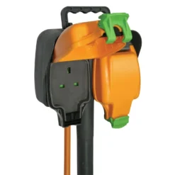 Masterplug 2 Socket Outdoor Spike With IP Rated Sockets 5m Black/Orange