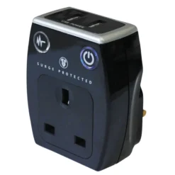 None Masterplug Surge USB Charger With Plug Through Black