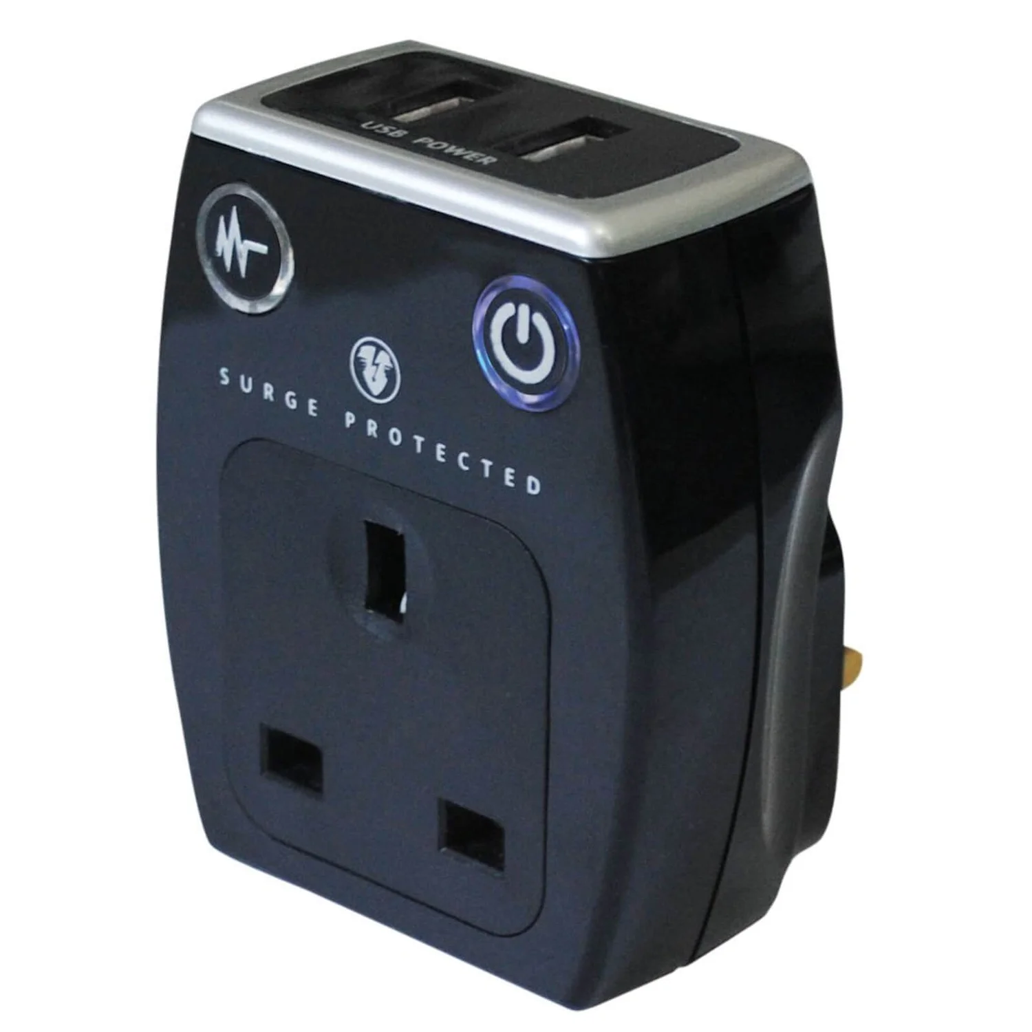 None Masterplug Surge USB Charger With Plug Through Black 1 None Masterplug Surge USB Charger With Plug Through Black