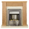 Αδάμ Adam Orlando Fireplace Surround & Helios Electric Fire With Flat To Wall Fitting - Oak, Cream & Brushed Steel Finish