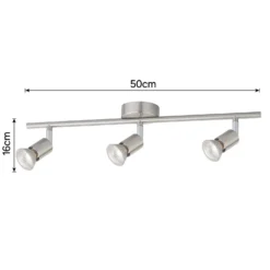 Rochdale 3 Lamp Spotlight Bar - Brushed Stainless Steel 9 Rochdale 3 Lamp Spotlight Bar - Brushed Stainless Steel -None || EGLO || Energizer Sales 12815760 3884843350415341