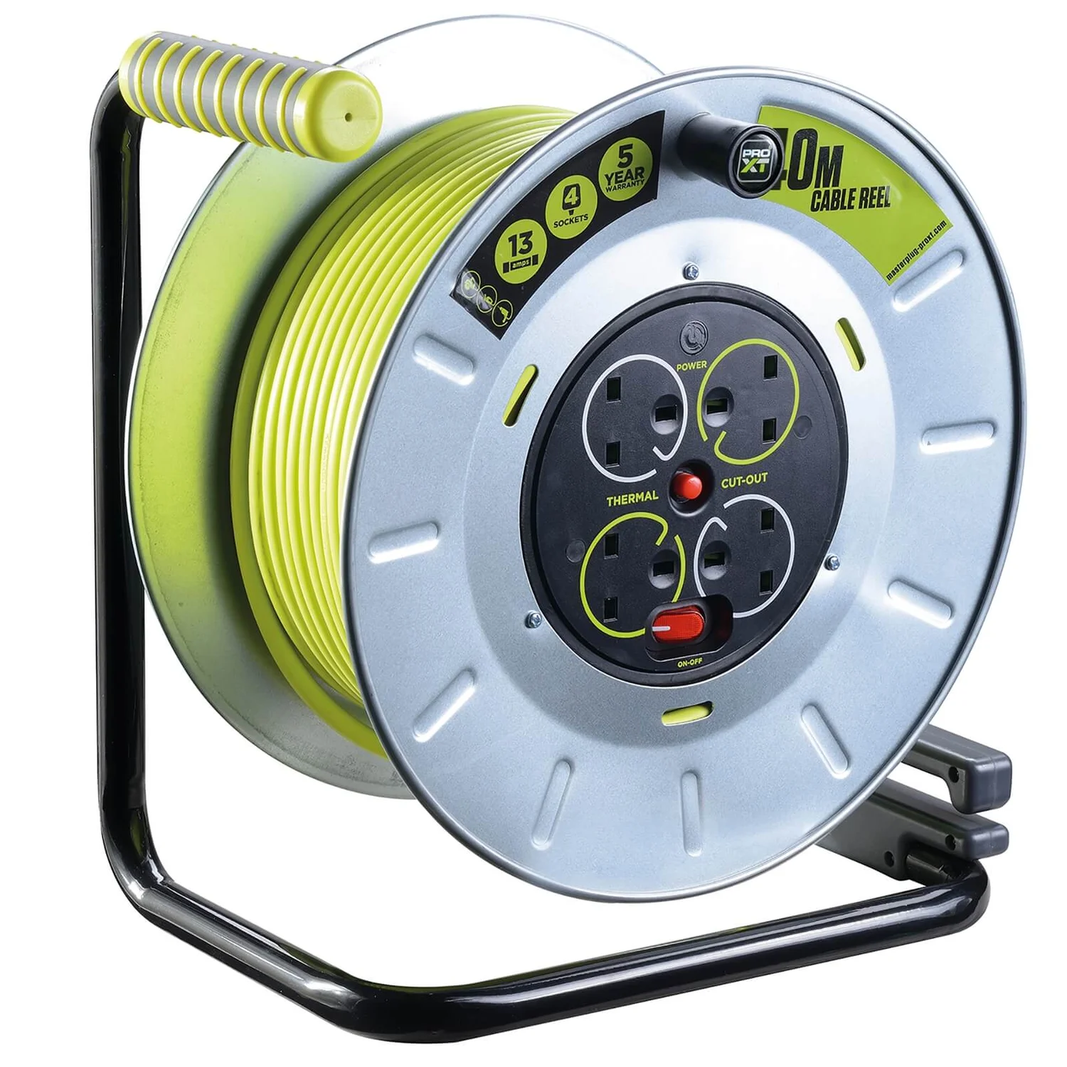 Masterplug Pro XT 4 Socket Cable Reel 40m Green/Grey 2 Masterplug Pro XT 4 Socket Cable Reel 40m Green/Grey - Image 2