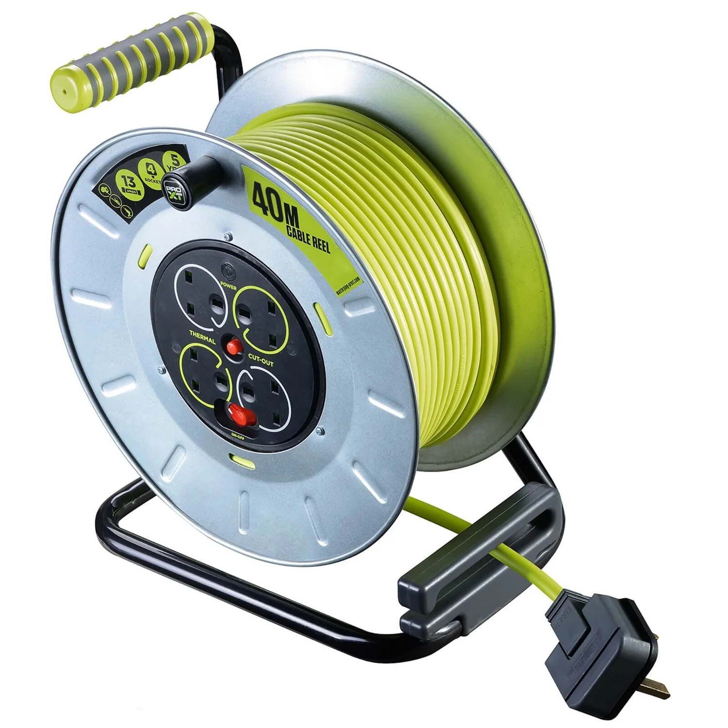Masterplug Pro XT 4 Socket Cable Reel 40m Green/Grey 1 Masterplug Pro XT 4 Socket Cable Reel 40m Green/Grey