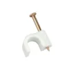 Masterplug Round Cable Clips 8mm White 50 Pack
