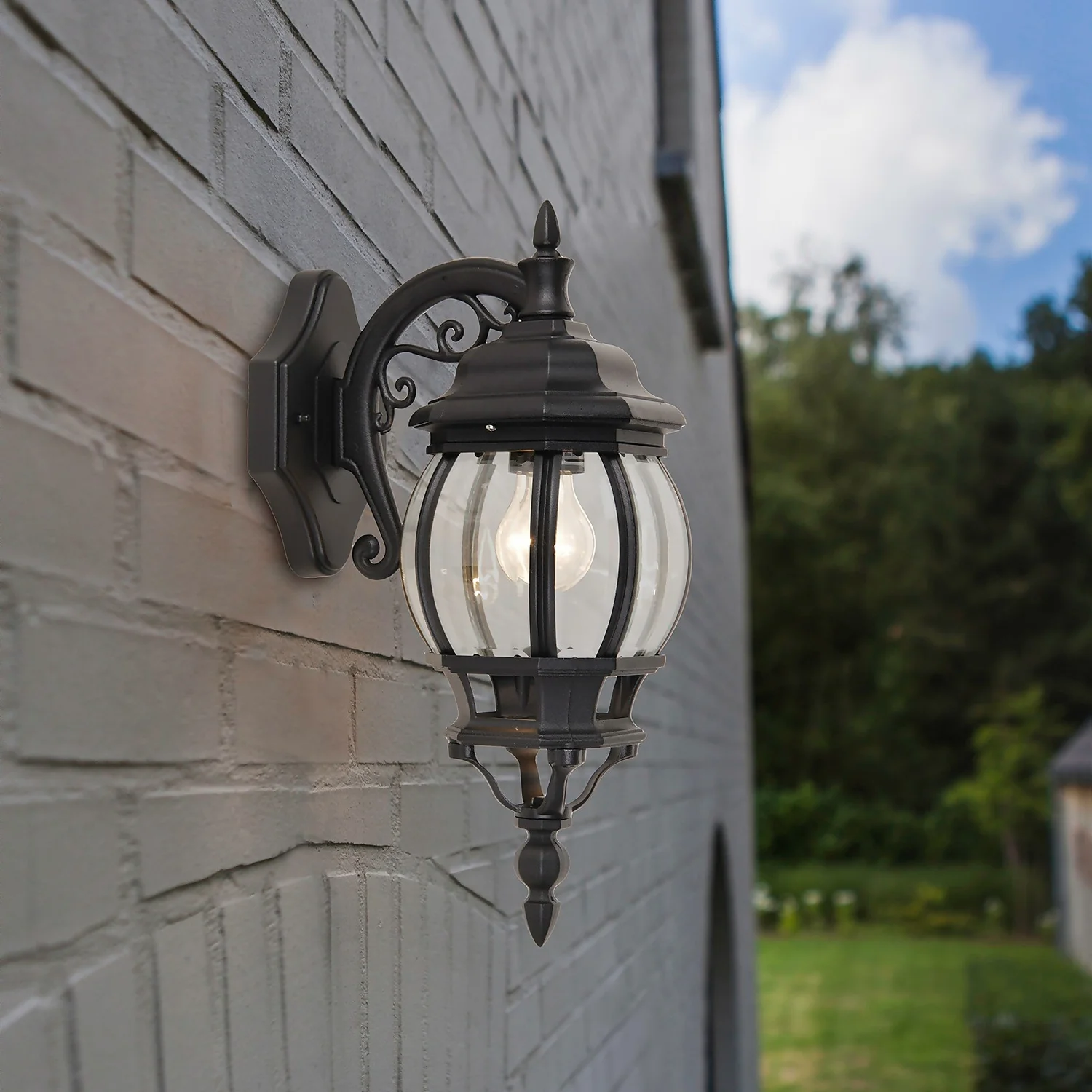 Lutec Canterbury E27 Outdoor Wall Lantern - Black 1 Lutec Canterbury E27 Outdoor Wall Lantern - Black