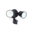Lutec Shrimp Twin Head Outdoor LED PIR Wall Light - Black