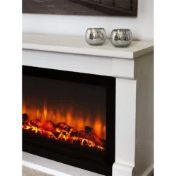 Suncrest Bradbury Electric Fire Suite With Flat To Wall Fitting - White 8 Suncrest Bradbury Electric Fire Suite With Flat To Wall Fitting - White -None || EGLO || Energizer Sales 12820170 4604993138935045