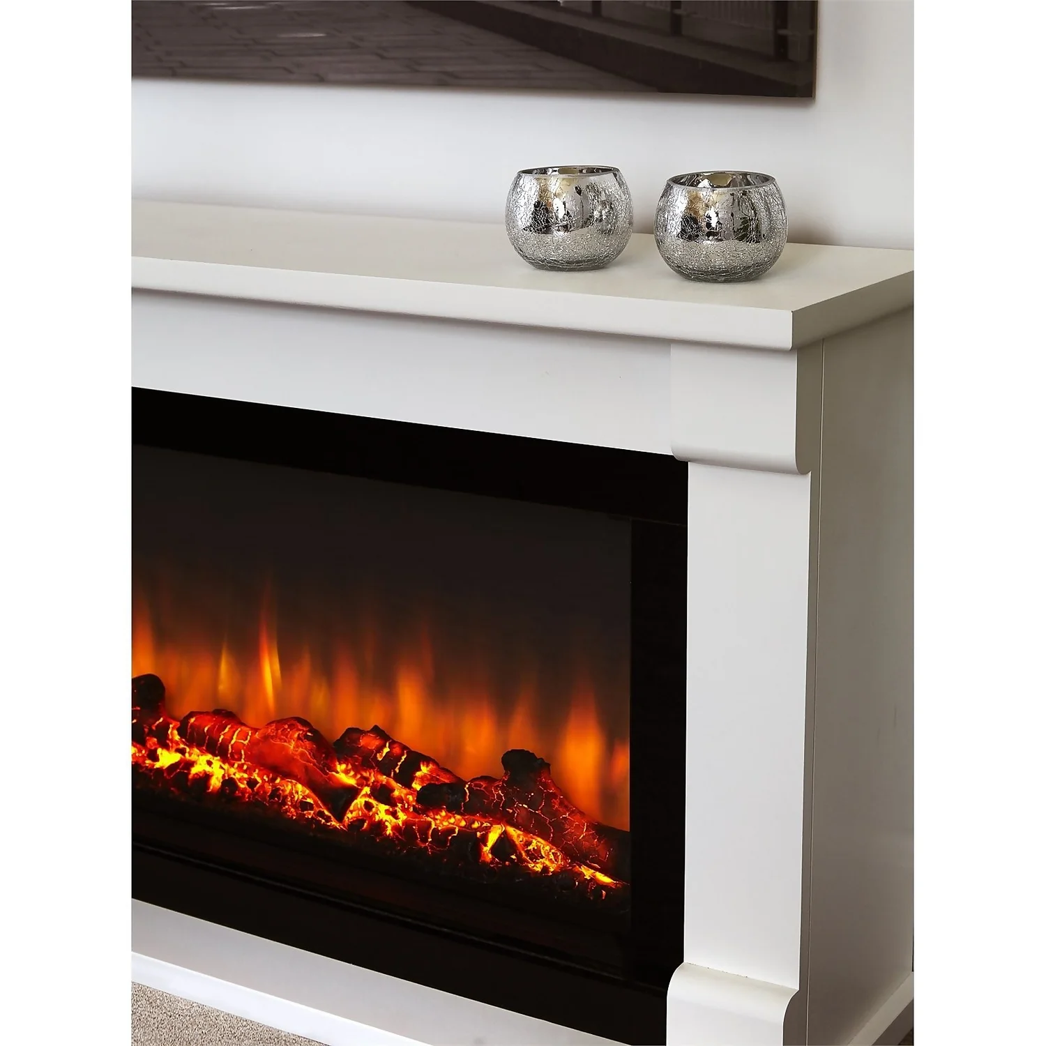 Suncrest Bradbury Electric Fire Suite With Flat To Wall Fitting - White 3 Suncrest Bradbury Electric Fire Suite With Flat To Wall Fitting - White - Image 3
