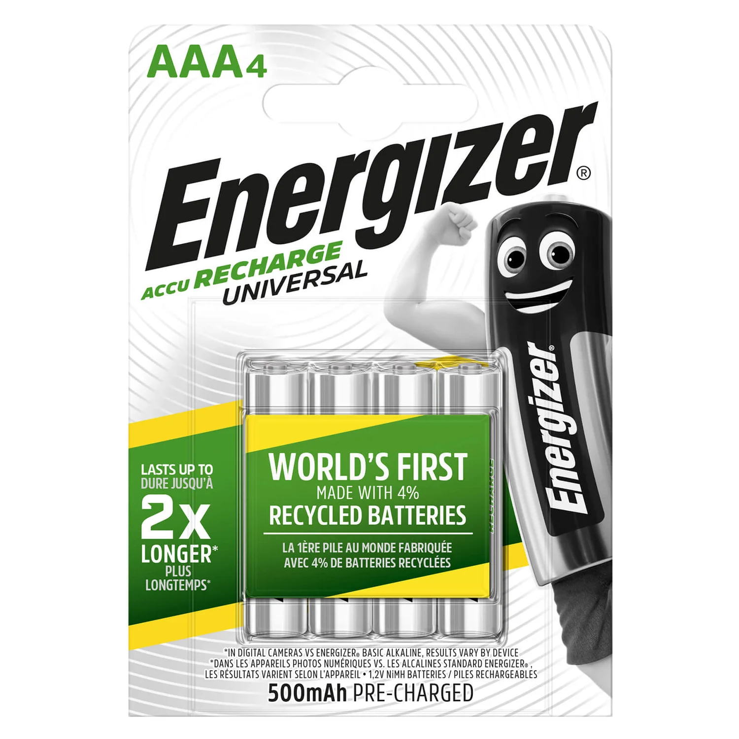 Energizer Universal 500mAh Rechargeable AAA Batteries - 4 Pack 1 Energizer Universal 500mAh Rechargeable AAA Batteries - 4 Pack