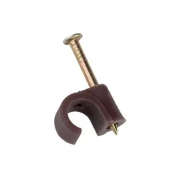 None Masterplug Coaxial Cable Clips 7mm Brown 50 Pack