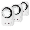 Arlec 24 Hour Mechanical Timer Socket White 3 Pack
