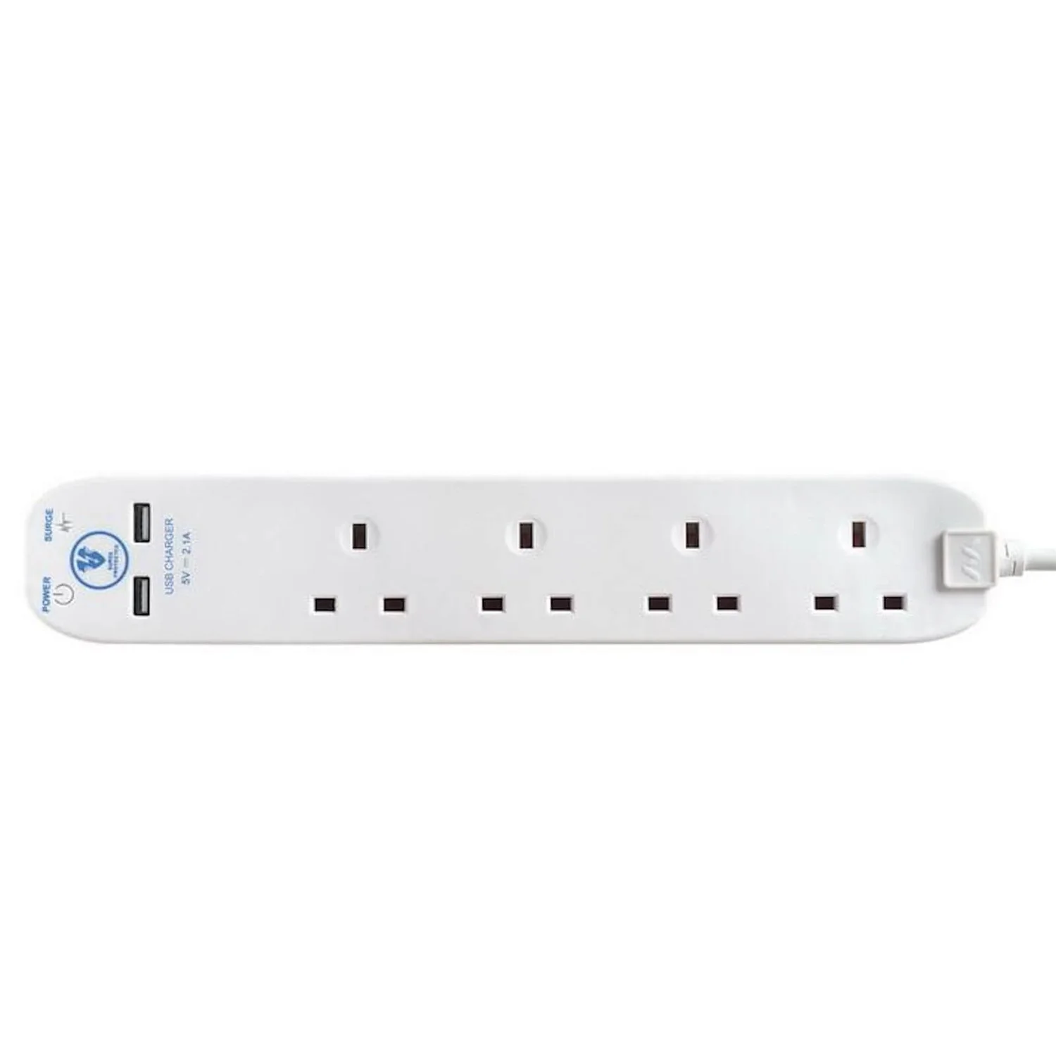 Masterplug 4 Socket 2 USB Surge Extension Lead 2m White 3 Masterplug 4 Socket 2 USB Surge Extension Lead 2m White - Image 3