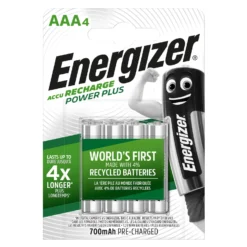 Energizer Power Plus 700mAh Rechargeable AAA Batteries - 4 Pack