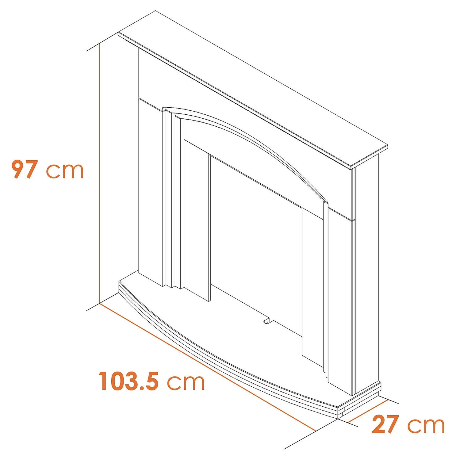 Αδάμ Adam Truro Fireplace Surround & Blenheim Electric Fire With Flat To Wall Fitting - Cream & Brass 5 Αδάμ Adam Truro Fireplace Surround & Blenheim Electric Fire With Flat To Wall Fitting - Cream & Brass - Image 5
