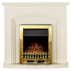 Αδάμ Adam Truro Fireplace Surround & Blenheim Electric Fire With Flat To Wall Fitting - Cream & Brass
