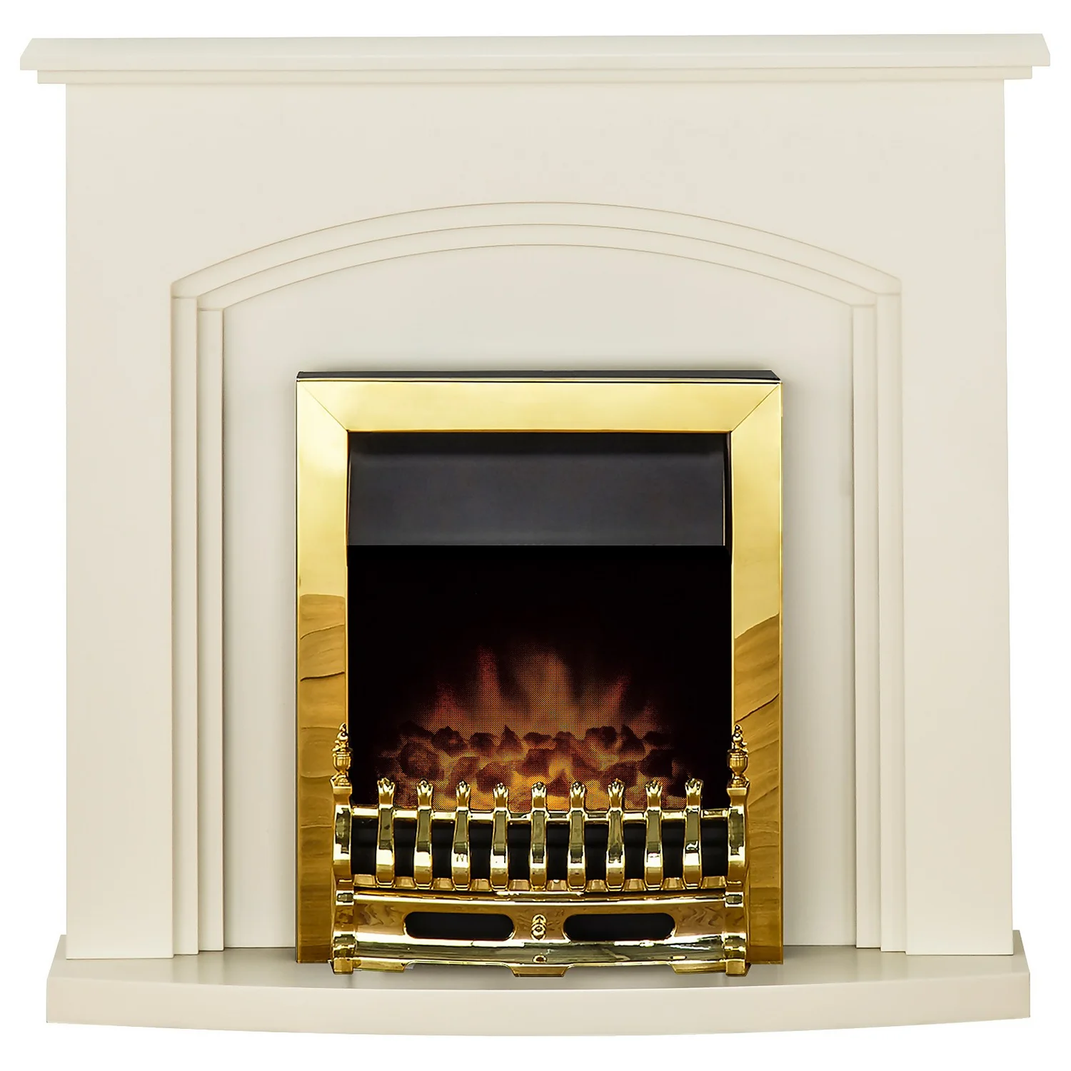 Αδάμ Adam Truro Fireplace Surround & Blenheim Electric Fire With Flat To Wall Fitting - Cream & Brass 1 Αδάμ Adam Truro Fireplace Surround & Blenheim Electric Fire With Flat To Wall Fitting - Cream & Brass