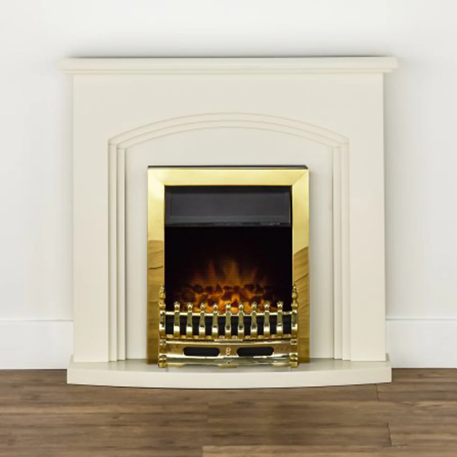 Αδάμ Adam Truro Fireplace Surround & Blenheim Electric Fire With Flat To Wall Fitting - Cream & Brass 4 Αδάμ Adam Truro Fireplace Surround & Blenheim Electric Fire With Flat To Wall Fitting - Cream & Brass - Image 4