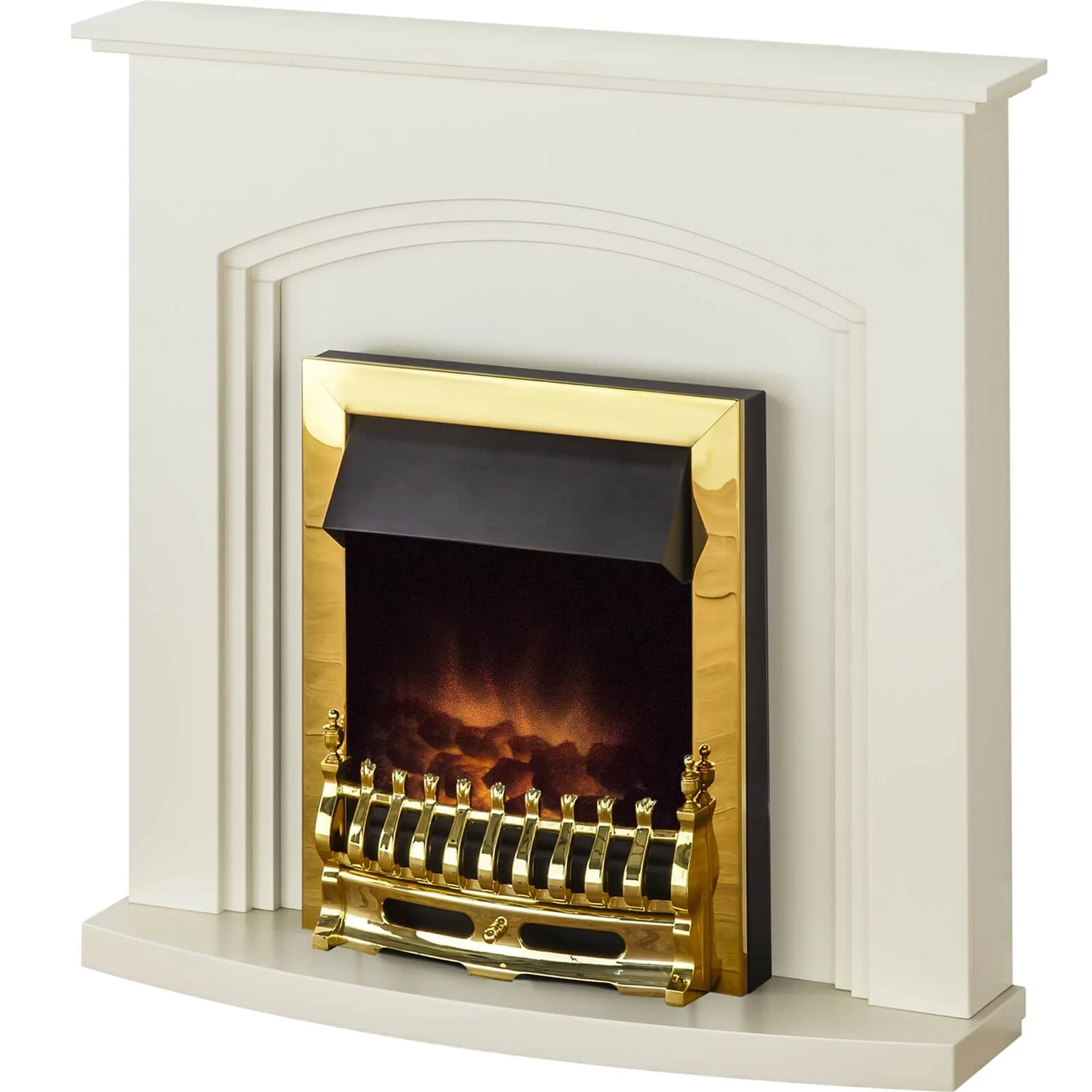 Αδάμ Adam Truro Fireplace Surround & Blenheim Electric Fire With Flat To Wall Fitting - Cream & Brass 2 Αδάμ Adam Truro Fireplace Surround & Blenheim Electric Fire With Flat To Wall Fitting - Cream & Brass - Image 2