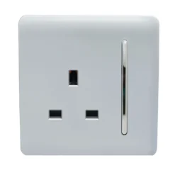 Trendi Switch 1 Gang 13 Amp Plug Socket In Screwless Silver