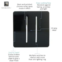 Trendi Switch 2 Gang 2 Way 10 Amp Rocker Light Switch In Screwless Black -None || EGLO || Energizer Sales 12828400 3414929324025518