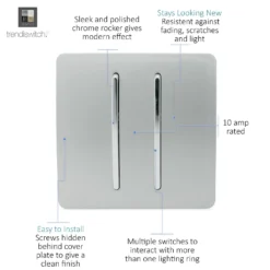 Trendi Switch 2 Gang 2 Way 10 Amp Rocker Light Switch In Screwless Silver -None || EGLO || Energizer Sales 12828407 1544929324019038