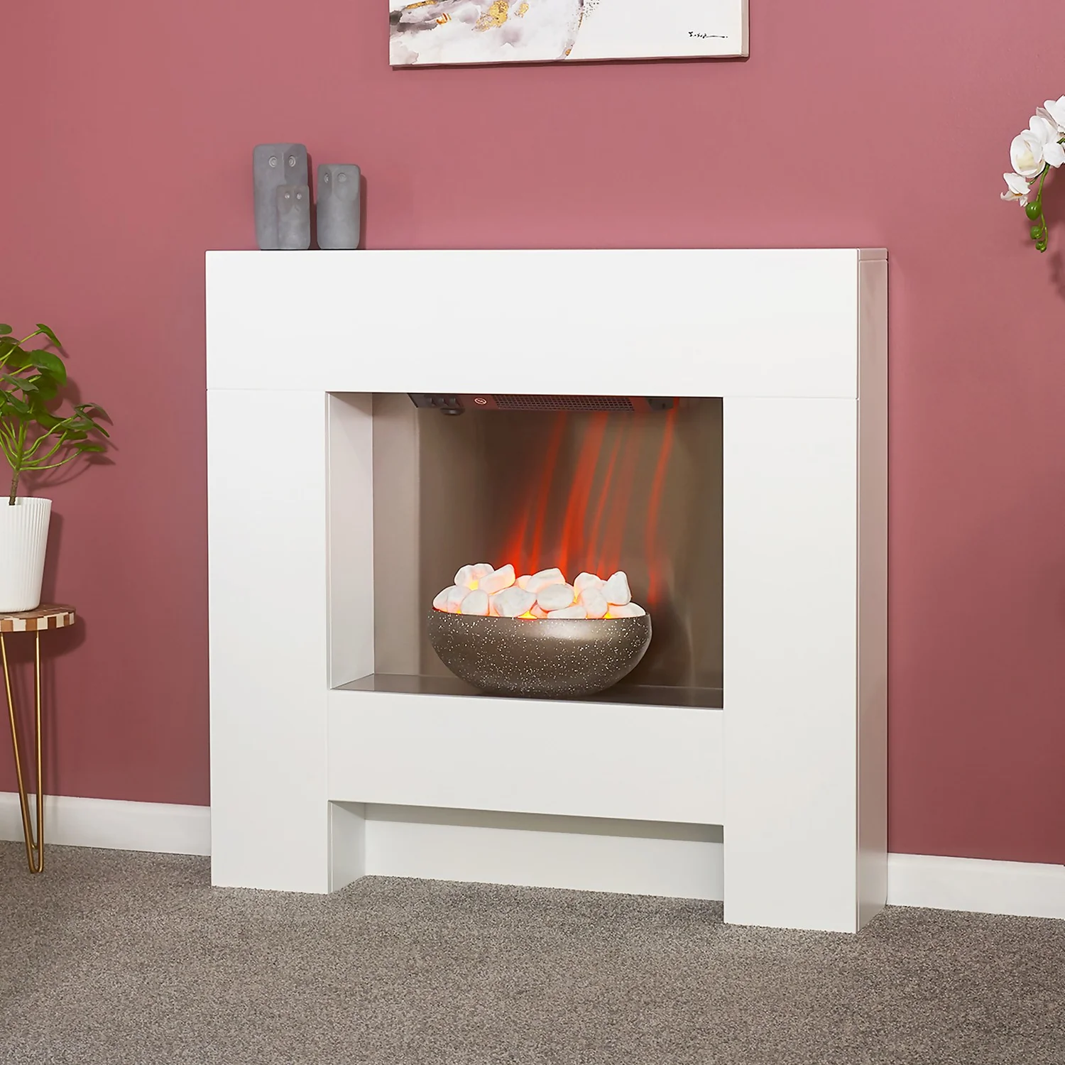 Αδάμ Adam Cubist Electric Fire Suite With Flat To Wall Fitting - White 4 Αδάμ Adam Cubist Electric Fire Suite With Flat To Wall Fitting - White - Image 4