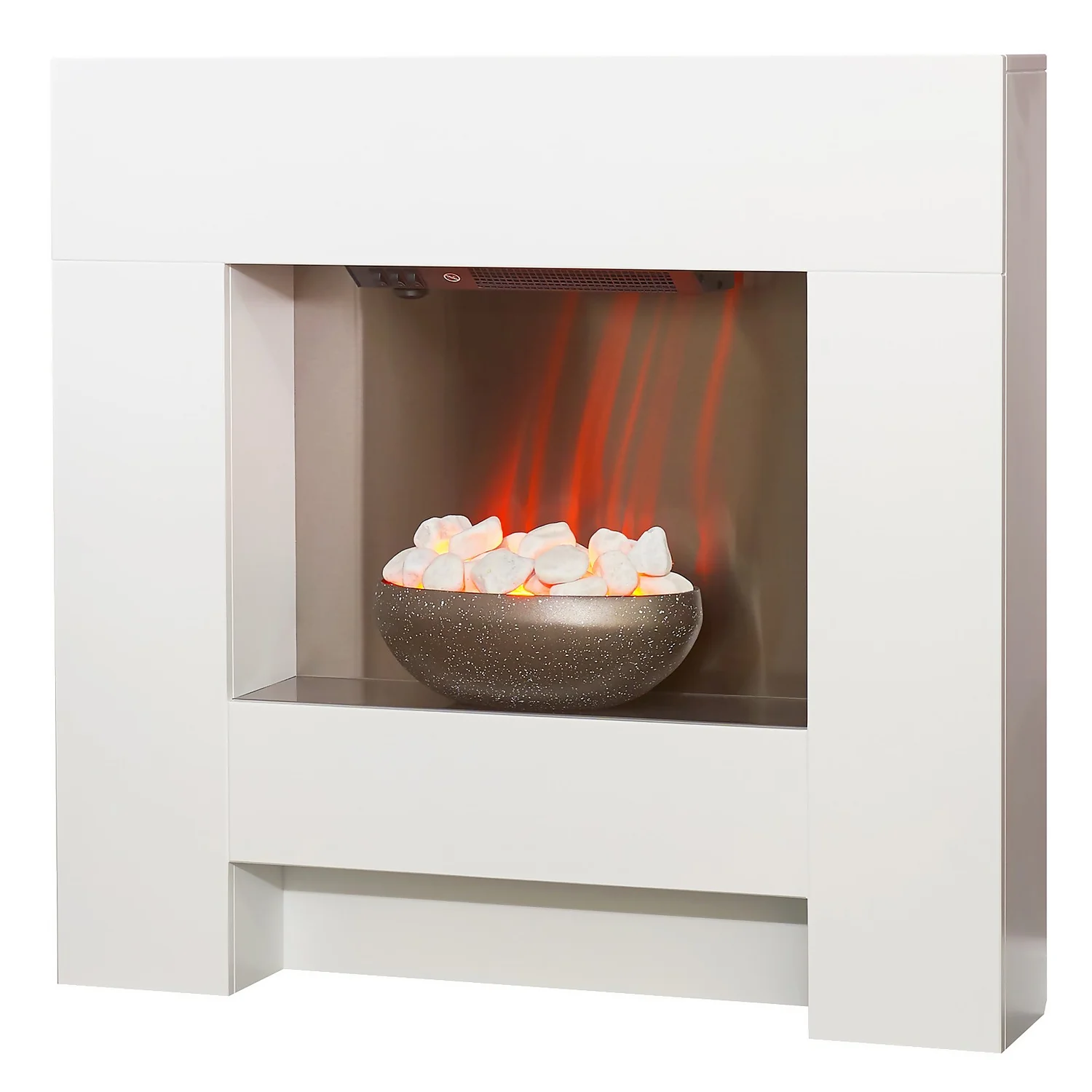 Αδάμ Adam Cubist Electric Fire Suite With Flat To Wall Fitting - White 2 Αδάμ Adam Cubist Electric Fire Suite With Flat To Wall Fitting - White - Image 2