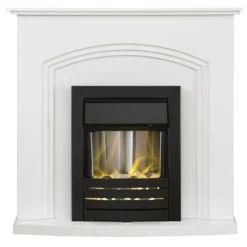 Αδάμ Adam Truro Fireplace Surround & Helios Electric Fire With Flat To Wall Fitting - White & Black