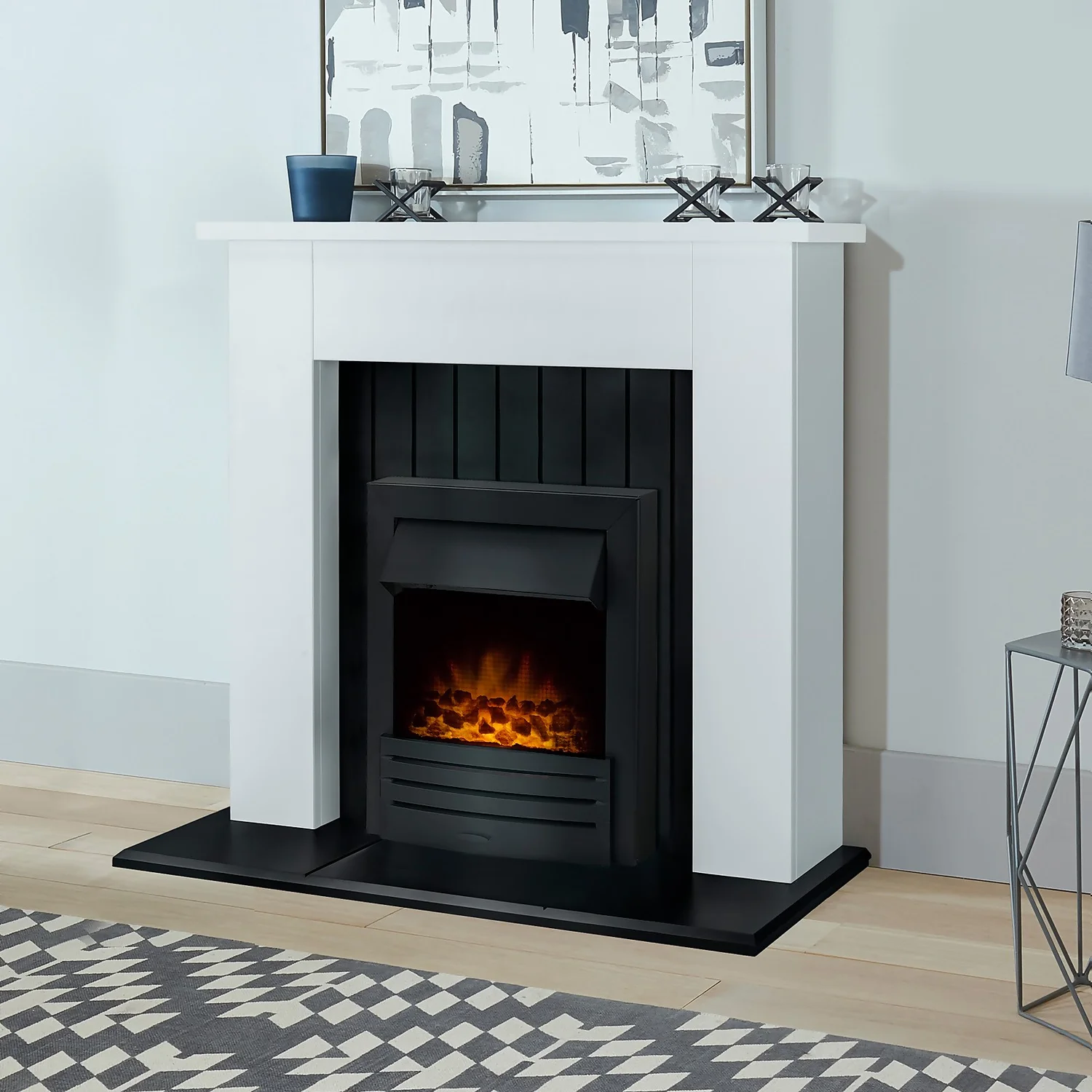 Αδάμ Adam Chessington Fireplace Surround & Eclipse Electric Fire With Flat To Wall Fitting - White & Black 4 Αδάμ Adam Chessington Fireplace Surround & Eclipse Electric Fire With Flat To Wall Fitting - White & Black - Image 4