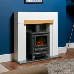 Αδάμ Adam Salzburg Fireplace Surround & Hudson Electric Stove With Flat To Wall Fitting - Oak & Black -None || EGLO || Energizer Sales 12829040 1164869650861436