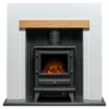 Αδάμ Adam Salzburg Fireplace Surround & Hudson Electric Stove With Flat To Wall Fitting - Oak & Black