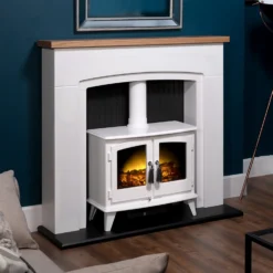 Αδάμ Adam Siena Fireplace Surround & Woodhouse Electric Stove With Flat To Wall Fitting - White & Black -None || EGLO || Energizer Sales 12829153 1114869650787192