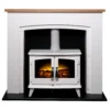 Αδάμ Adam Siena Fireplace Surround & Woodhouse Electric Stove With Flat To Wall Fitting - White & Black