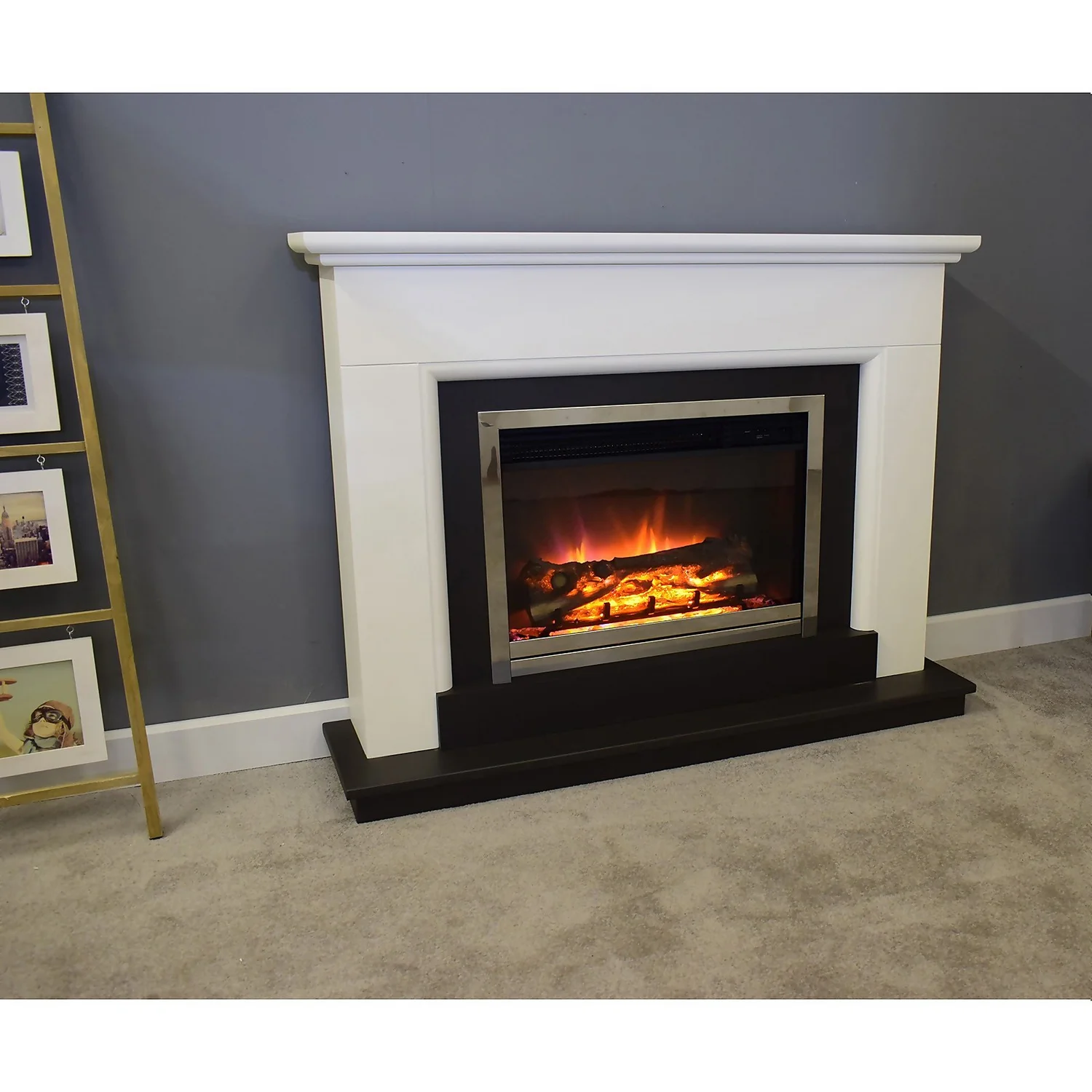 Suncrest Talent Electric Fire Suite With Smart Remote & Flat To Wall Fitting - White, Graphite & Chrome 1 Suncrest Talent Electric Fire Suite With Smart Remote & Flat To Wall Fitting - White, Graphite & Chrome
