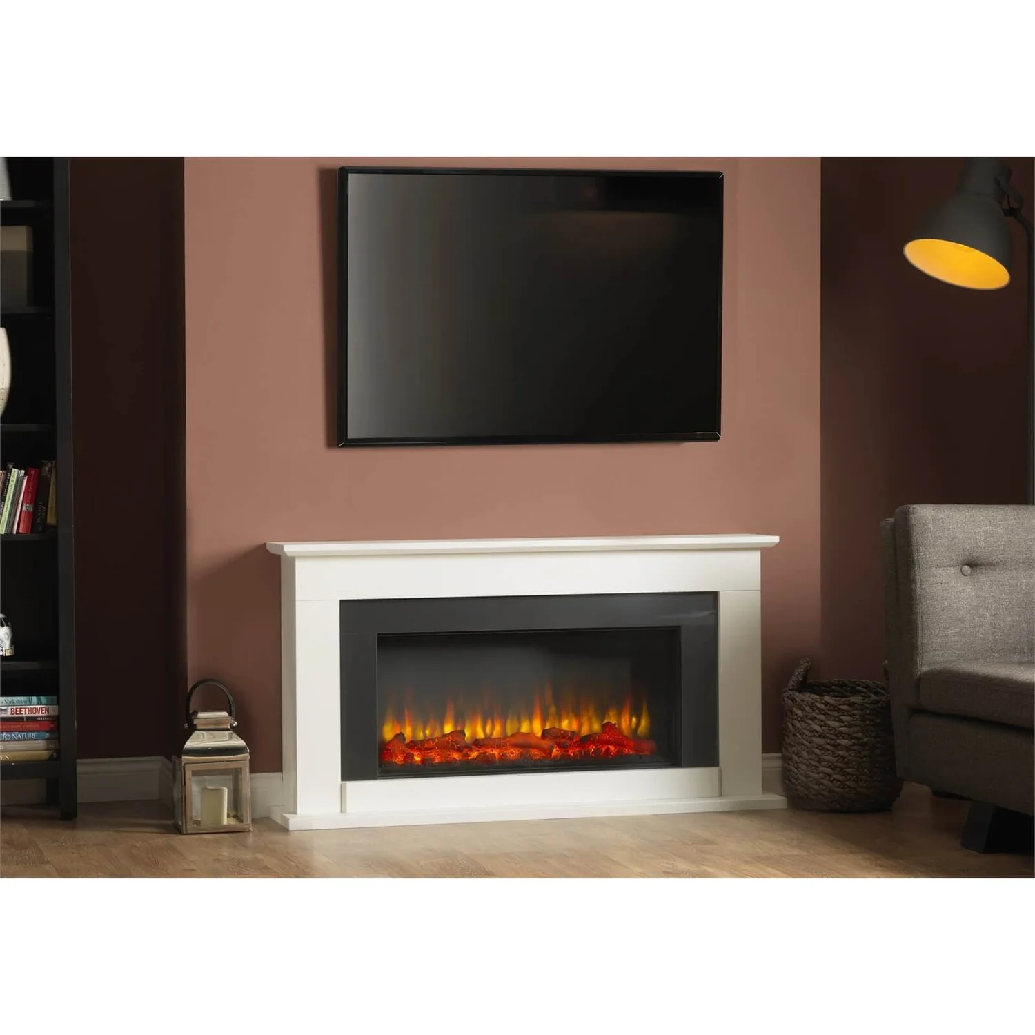 Suncrest Georgia Electric Fire Suite With Flat To Wall Fitting - White & Anthracite 1 Suncrest Georgia Electric Fire Suite With Flat To Wall Fitting - White & Anthracite