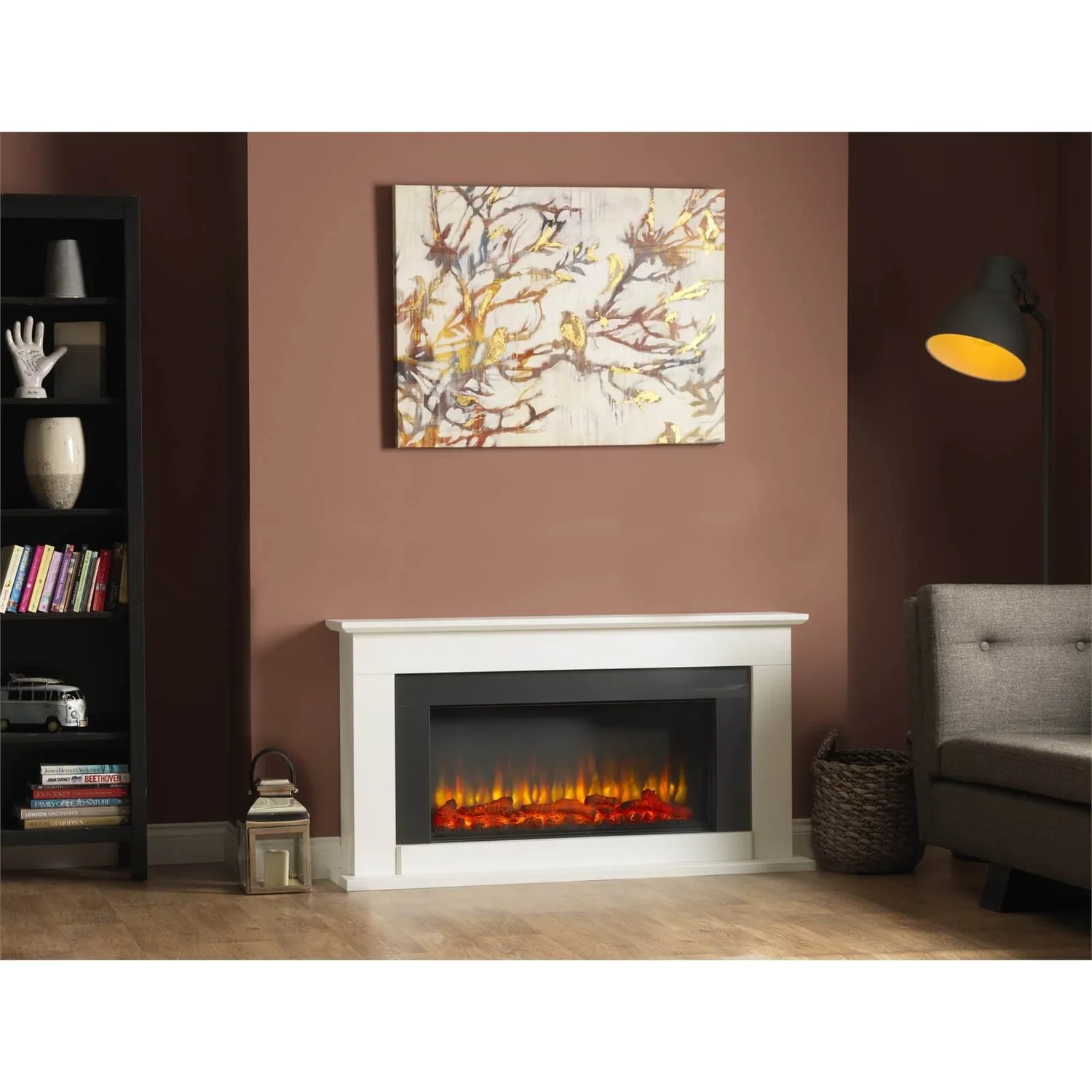 Suncrest Georgia Electric Fire Suite With Flat To Wall Fitting - White & Anthracite 2 Suncrest Georgia Electric Fire Suite With Flat To Wall Fitting - White & Anthracite - Image 2