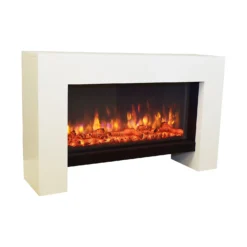 Suncrest Detroit Optiflame Electric Fire Suite With Flat To Wall Fitting - White