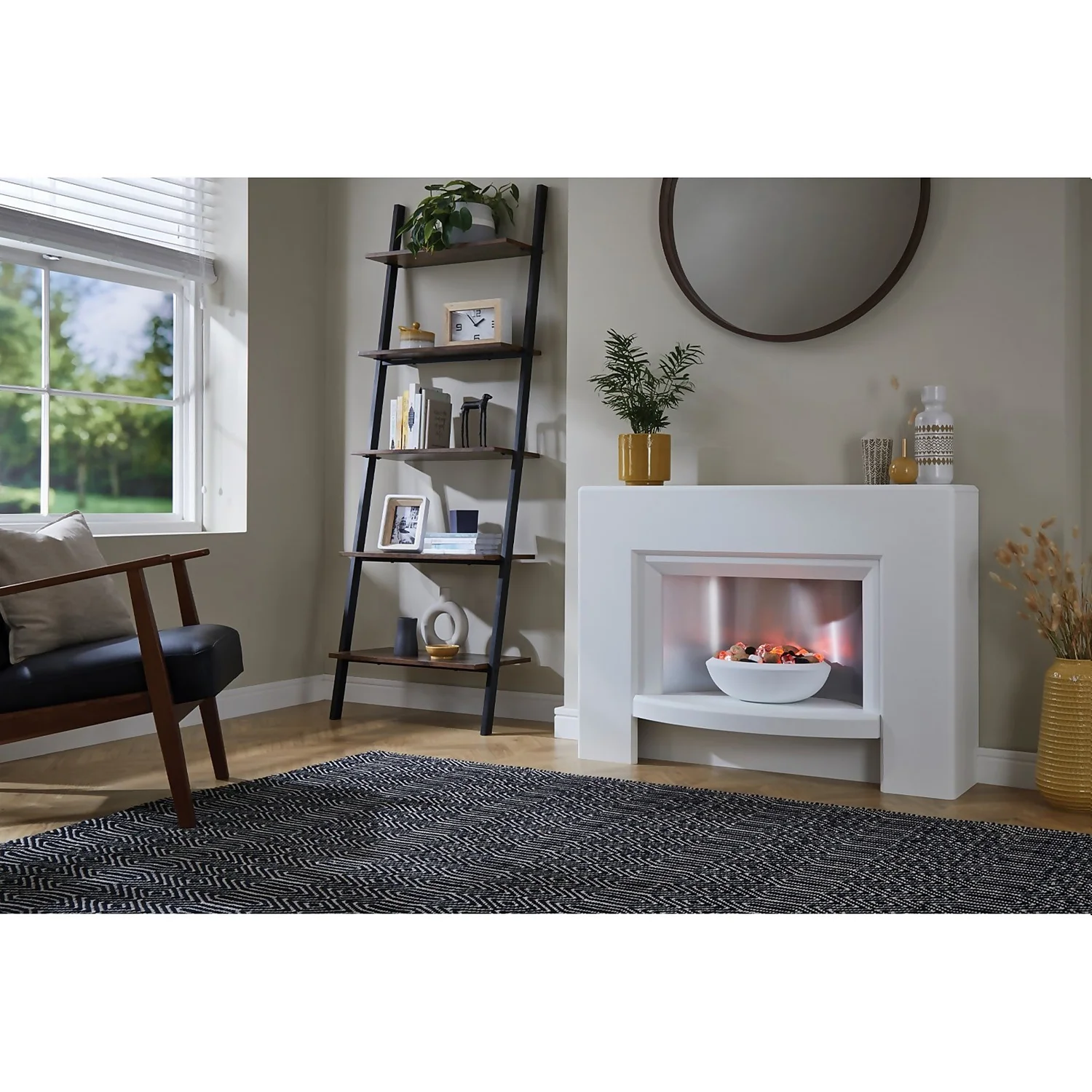 Suncrest Stockeld Electric Fire Suite With Smart Remote & Flat To Wall Fitting - White & Brushed Steel 2 Suncrest Stockeld Electric Fire Suite With Smart Remote & Flat To Wall Fitting - White & Brushed Steel - Image 2
