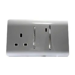 Trendi Artistic Modern 45 A Cooker Switch Inc Plug Socket And Neon Insert Stainless Silver