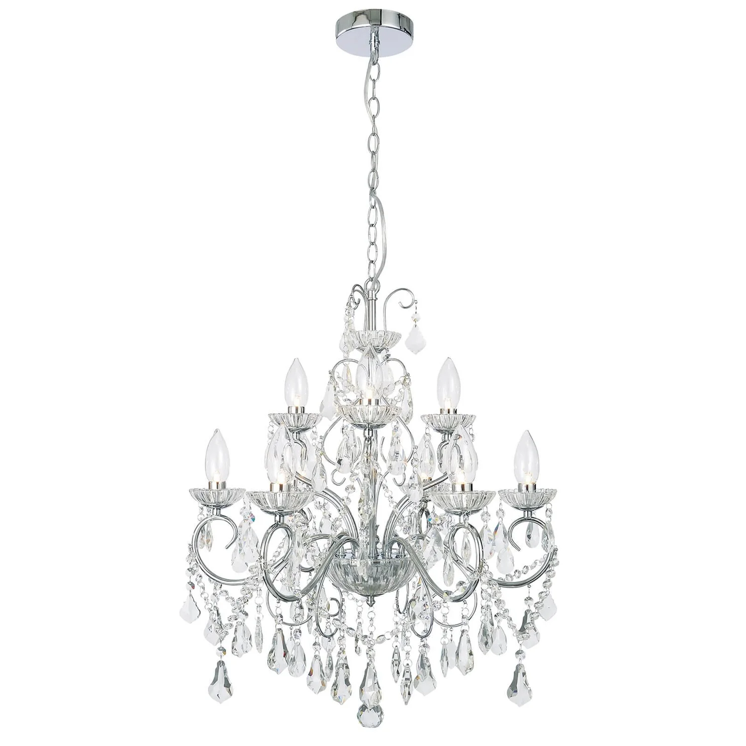 Vela 9 Light Bath Chandelier - Chrome 1 Vela 9 Light Bath Chandelier - Chrome