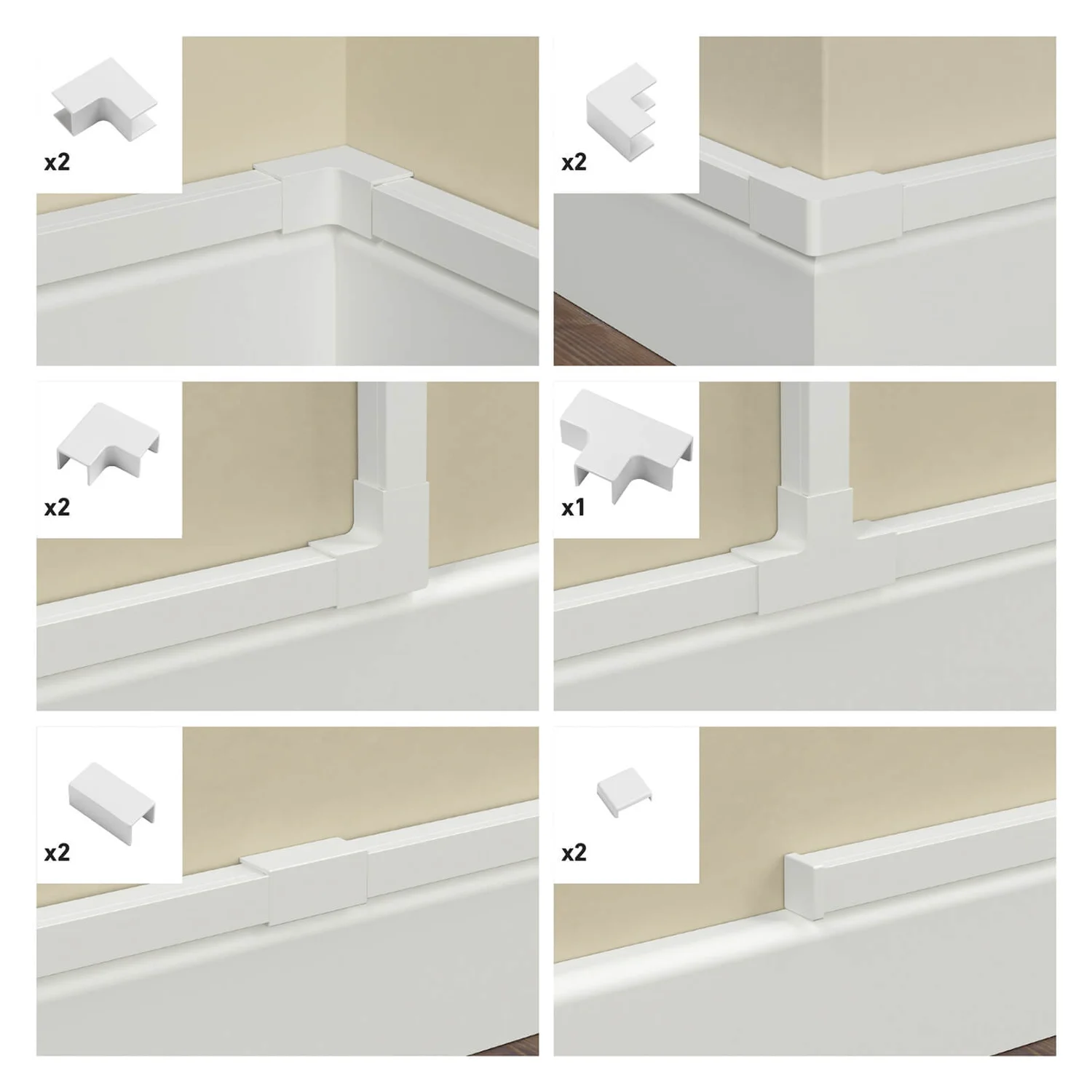 D-Line 16x16mm Trunking Clip-On Accessory Multipack - White 2 D-Line 16x16mm Trunking Clip-On Accessory Multipack - White - Image 2