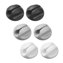 D-Line Cable Tidy Bases 6 Pack - 2x Black, 2x White, 2x Grey