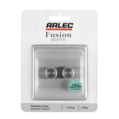 Arlec Fusion 2 Gang 2 Way Stainless Steel Dimmer Switch -None || EGLO || Energizer Sales 12835050 3514833172400631