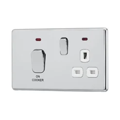 Arlec Fusion 45A 1Gang Polished Chrome Cooker Switch