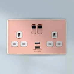 Arlec Fusion 13A 2 Gang Rose Gold Double Switched Socket With 2x4A USB -None || EGLO || Energizer Sales 12835525 3944833171107667