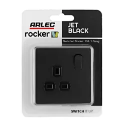 Arlec Rocker 13A 1 Gang Jet Black Single Switched Socket -None || EGLO || Energizer Sales 12835812 1354833172977528