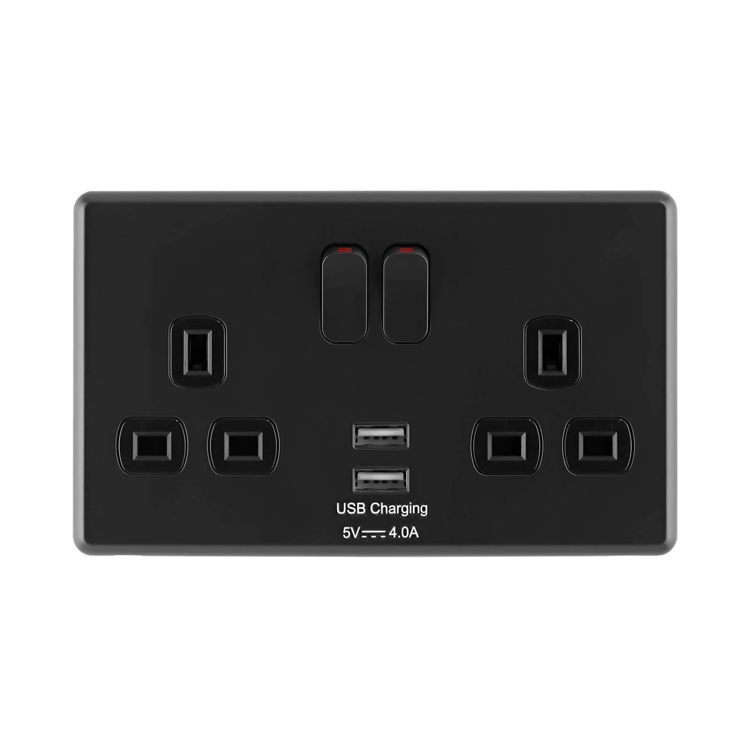 Arlec Rocker Jet Black Double USB Socket 2 X 4A USB 1 Arlec Rocker Jet Black Double USB Socket 2 X 4A USB