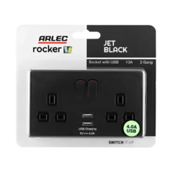 Arlec Rocker Jet Black Double USB Socket 2 X 4A USB 10 Arlec Rocker Jet Black Double USB Socket 2 X 4A USB -None || EGLO || Energizer Sales 12835814 9584833173570031