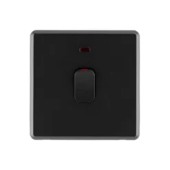 Arlec Rocker 20A 1Gang Double Pole Jet Black Single Switch