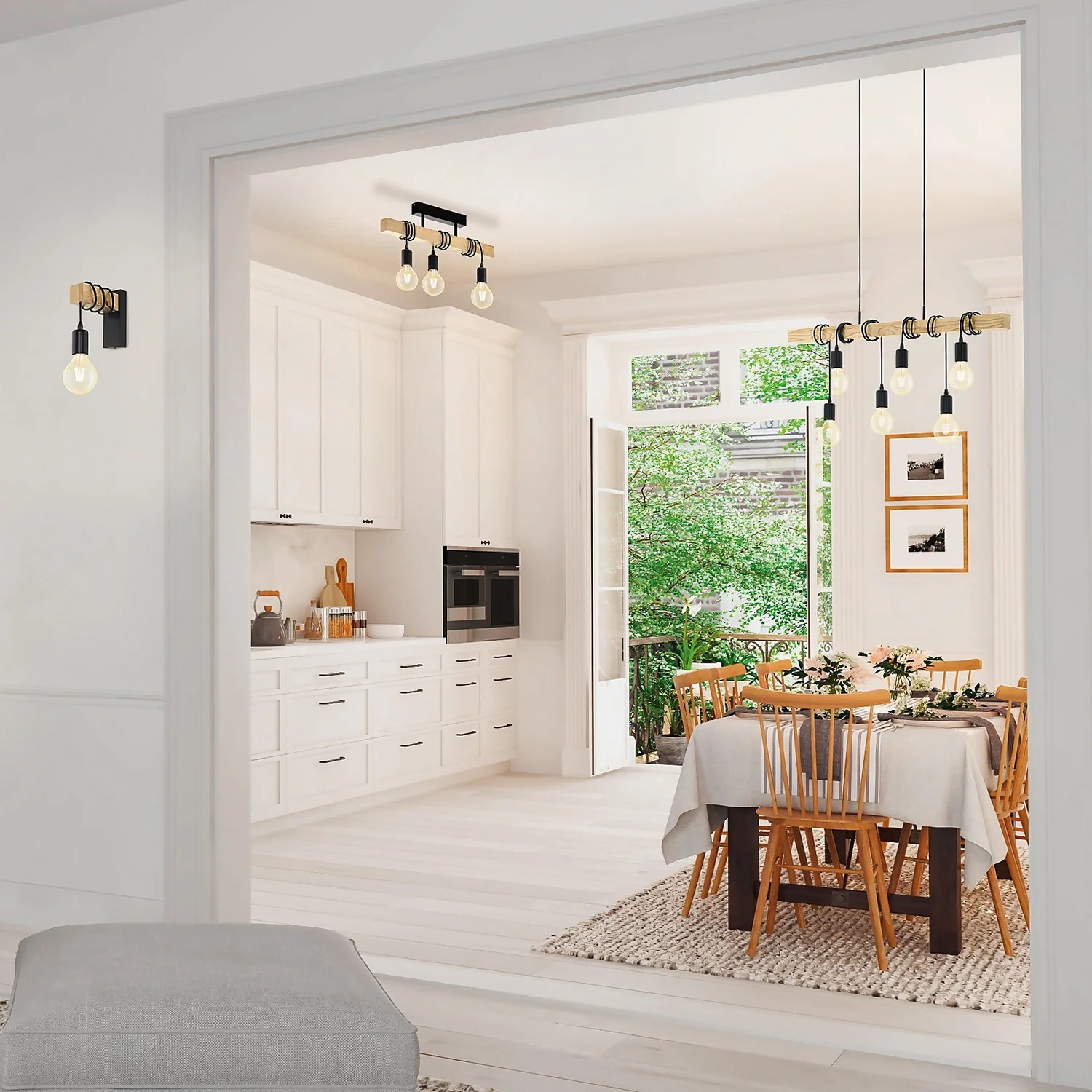 Eglo Townshend Flush Light - Black & Brown 3 Eglo Townshend Flush Light - Black & Brown - Image 3